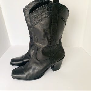 Antonio Melani Cowboy Boots Tooled Leather Trim 9